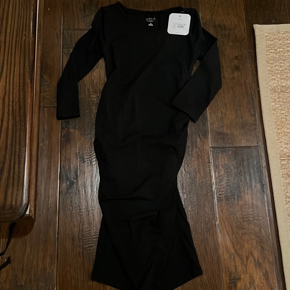 Black form fitting maternity dress